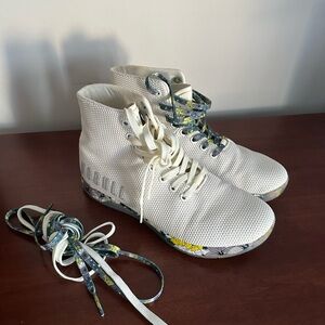 NOBULL White Knit High-Top Training Shoes with Multicolor Laces